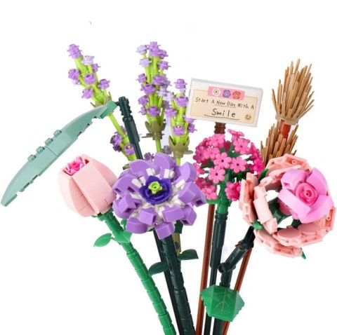 SERIA KWIATY Klocki konstrukcyjne Bukiet kolorowych kwiatów 547ele ZA5347