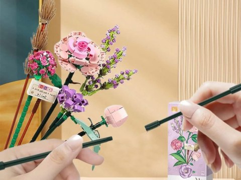 SERIA KWIATY Klocki konstrukcyjne Bukiet kolorowych kwiatów 547ele ZA5347