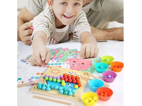 Układanka edukacyjna Montessori Mozaika Koraliki Kulki drewniane ZA4438