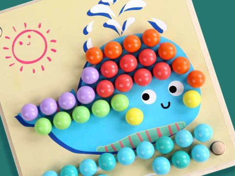 Układanka edukacyjna Montessori Mozaika Koraliki Kulki drewniane ZA4438