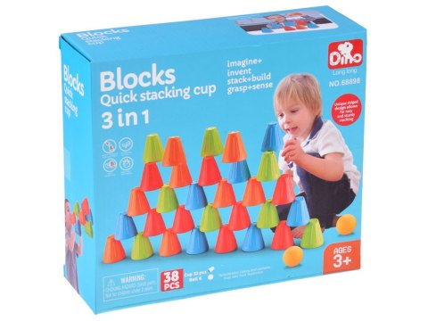 Gra zręcznościowa SZYBKIE KUBKI Trójkątne klocki + piłki 38-ele ZA5811