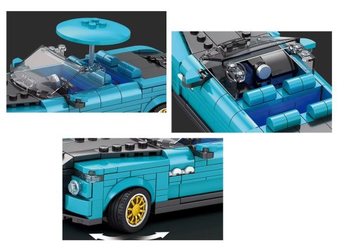 Klocki techniczne Retro auto NIEBIESKI KABRIOLET złote felgi 417-ele ZA5788