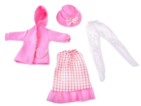 Różowy zestaw ubranek dla lalki 36-40 cm Sukienka Płaszczyk Kapelusz ZA5839