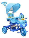 3-kołowy Rowerek dla dzieci Kaczka Niebieski + Dźwięki + Daszek + Barierka + Podnóżek + Rączka + Schowek