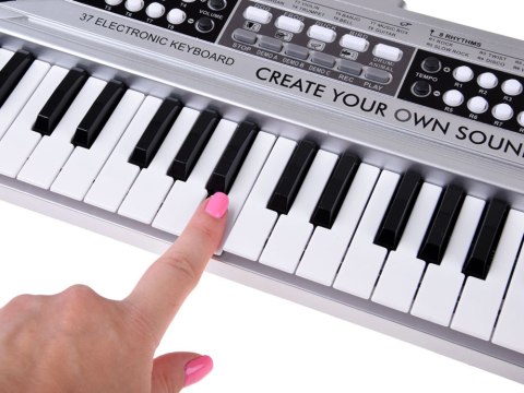 Organy mini KEYBOARD 37-klawiszy + mikrofon SREBRNY IN0183