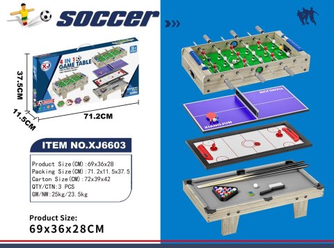 Stół do Gier 4w1 Wersja Stołowa Szara