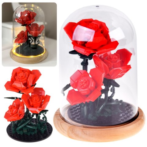 Klocki konstrukcyjne Podświetlana RÓŻA pod kopułą - kwiaty 219-ele ZA5901
