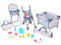 Zestaw Deluxe Lalka Bobas Wózek Łóżeczko Krzesełko akcesoria 16 ele ZA5917