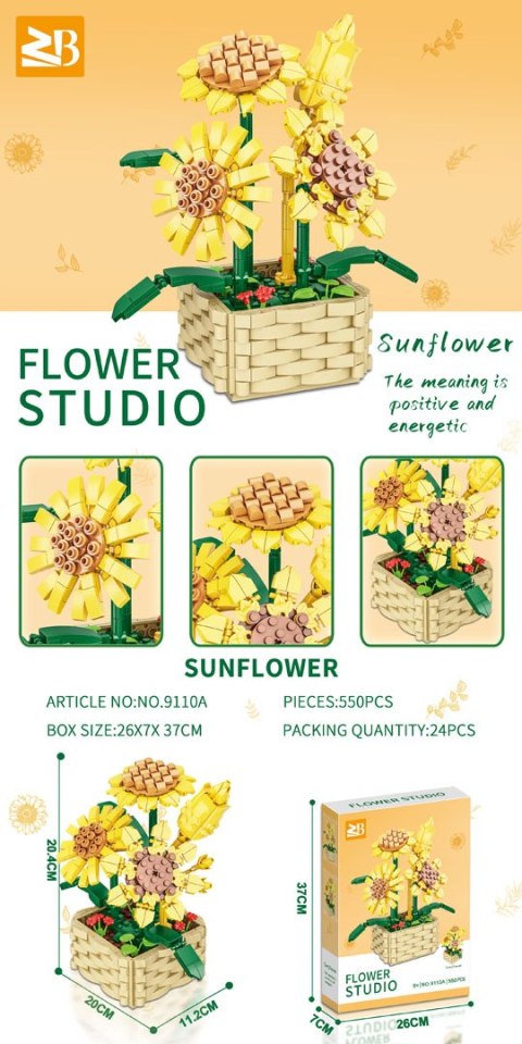 Zestaw Klocków Kwiaty Słoneczniki 550el.