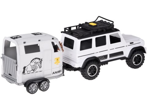 Auto terenowe z otwieraną przyczepą bukmanką + KOŃ Światło i dźwięk ZA5912