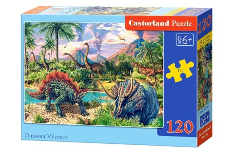 Puzzle 120 el. Dinosaur Volcanos - dinozaury