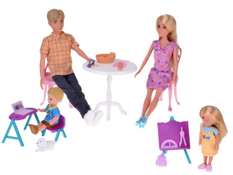 Anlily Duży zestaw RODZINA LALEK Kuchnia i mebelki + szkoła i praca ZA5699