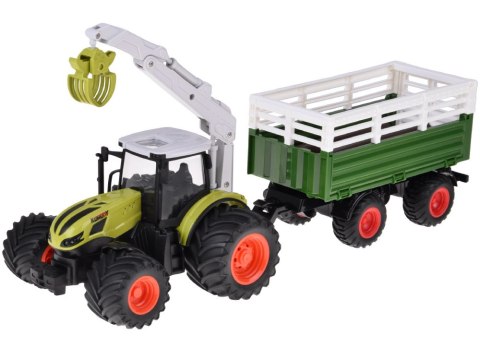 Sterowany Traktor na pilota z przyczepą i chwytakiem bale drewna RC0719