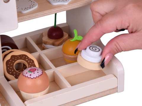 Zestaw Drewniany Kawiarnia Coffee Shop Ekspres Kubeczki Desery ZA5938