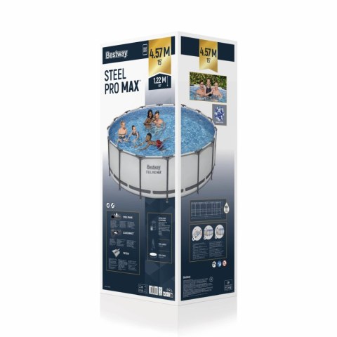 Basen stelażowy Steel Pro MAX 457x122 15FT BESTWAY 5w1 + Akcesoria