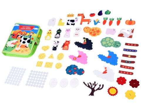 Filcowa książeczka manipulacyjna FARMA okienka naklejki na rzepy ZA6025