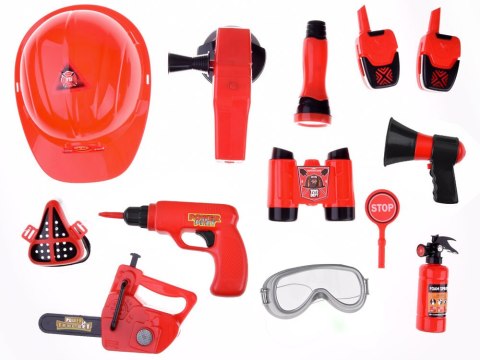 Duży zestaw strażaka kask piła 13ele straż pożarna ZA4698