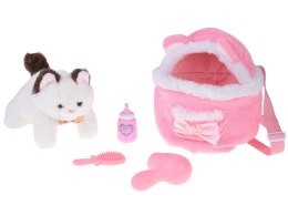 Mięciutki KOTEK z efektem bicia serca i wyginanymi łapkami w plecaku ZA5593