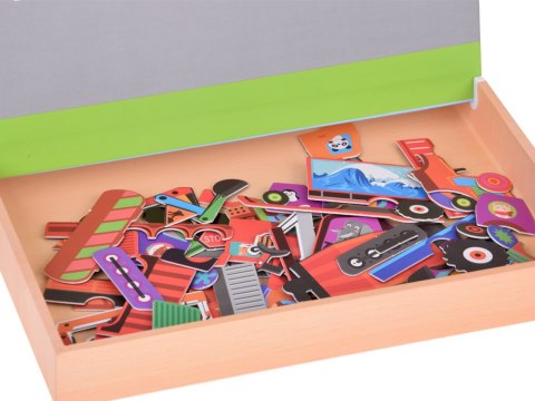 Tablica Magnetyczna 2w1 z Puzzle Magnetyczne Pojazdy Budowlane ZA5352