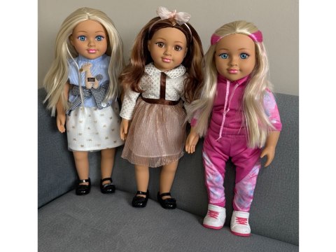 Duża urocza lalka 48cm w sukience + wbudowana melodia i miękki tułów ZA5842