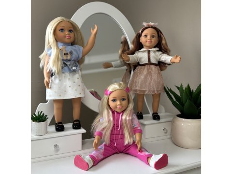 Duża urocza lalka 48cm w sukience + wbudowana melodia i miękki tułów ZA5843
