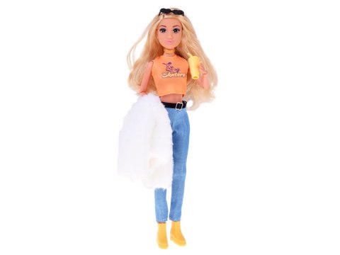 Modna lalka influencerka Anlily zimowy outfit futerko akcesoria ZA5701