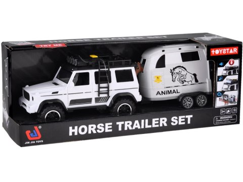 Auto terenowe z otwieraną przyczepą bukmanką + KOŃ Światło i dźwięk ZA5912