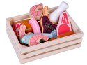 Drewniana SKRZYNKA Z WĘDLINAMI - zestaw zabawkowych mięs dla dzieci ZA5942