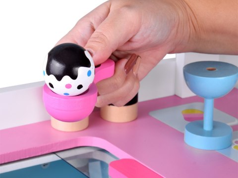 Duża pastelowa budka z lodami LODZIARNIA z drewna + 8 różnych lodów ZA5945