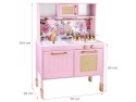 Urocza Różana Drewniana Kuchnia dla dzieci Palnik Zlew Garnki ZA5932