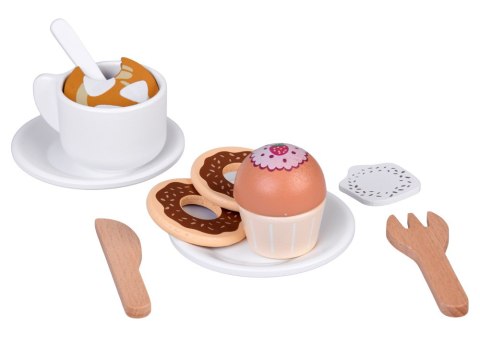 Zestaw Drewniany Kawiarnia Coffee Shop Ekspres Kubeczki Desery ZA5938
