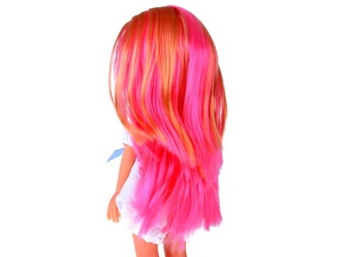 Lovely Girl Lalka z różowym pasemkiem w białej sukience 33cm ZA5850