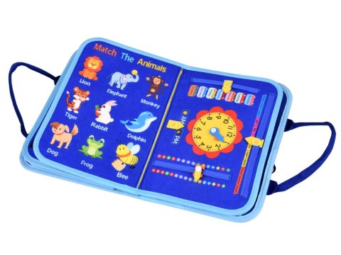 Materiałowa książeczka manipulacyjna edukacyjna + tablica markery ZA6024