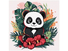 Malowanie po numerach 30x30cm dla dzieci KHO1261 Panda w tropikach AP0085
