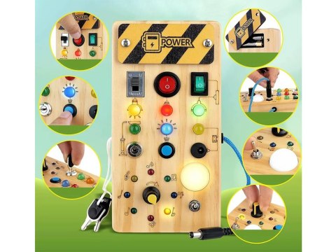 Drewniana TABLICA manipulacyjna Montessori - elektryczne diody LED ZA5944