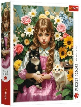 Puzzle 1000 Dziewczynka z kotami TREFL