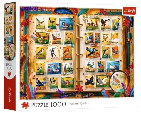 Puzzle 1000 Kolekcja znaczków - atlas ptaków TREFL