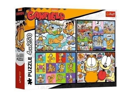 Puzzle 4x250 Garfield nie lubi poniedziałków TREFL