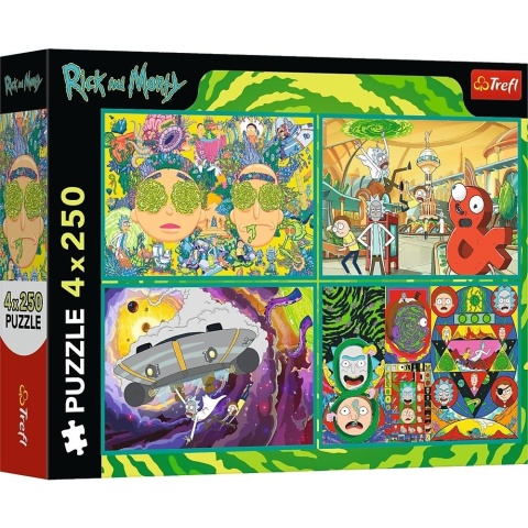 Puzzle 4x250 Zakręcony świat Ricka i Morty TREFL