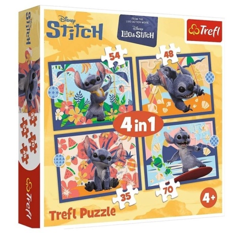 Puzzle 4w1 Lilo&Stitch Wakacje na Hawajach TREFL