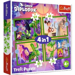 Puzzle 4w1 Świat Smoka Diplodoka TREFL