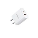 Ładowarka sieciowa do telefonu VEGER USB A + Typ C PD QC3.0 3A 30W VLS302U biała