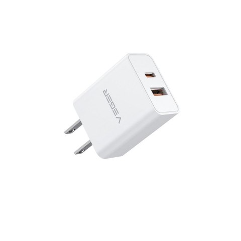 Ładowarka sieciowa do telefonu VEGER USB A + Typ C PD QC3.0 3A 30W VLS302U biała