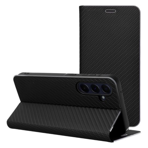 Etui z klapką na Samsung A12 / M12 Luna Book Carbon czarne