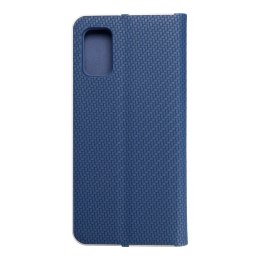 Etui z klapką na Samsung A41 Luna Book Carbon niebieskie