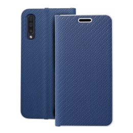Etui z klapką na Samsung A50 Luna Book Carbon niebieskie
