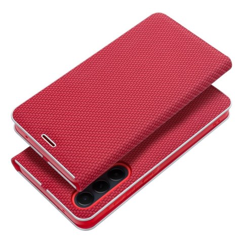 Etui z klapką na Huawei P30 LITE Luna Book Carbon czerwone