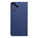 Etui z klapką na iPhone 16 PLUS Luna Book Carbon niebieskie