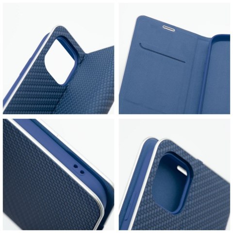 Etui z klapką na iPhone 16 PLUS Luna Book Carbon niebieskie