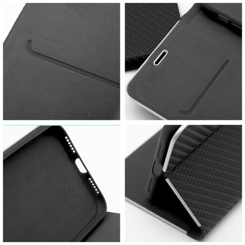 Etui z klapką na iPhone 16e (SE 4 2025) Luna Book Carbon czarne